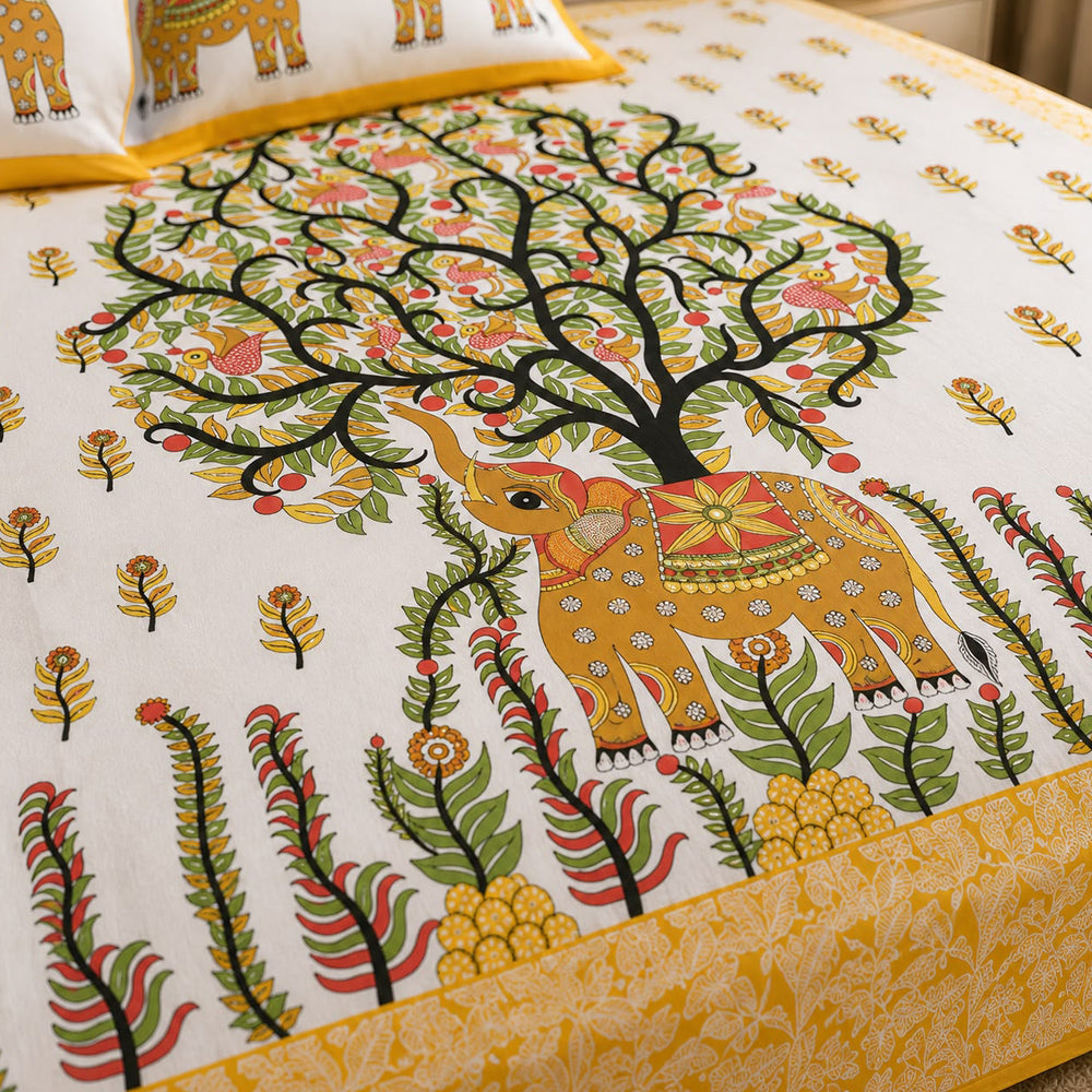Gajraj Sunehri Heritage Printed Cotton Bedsheet