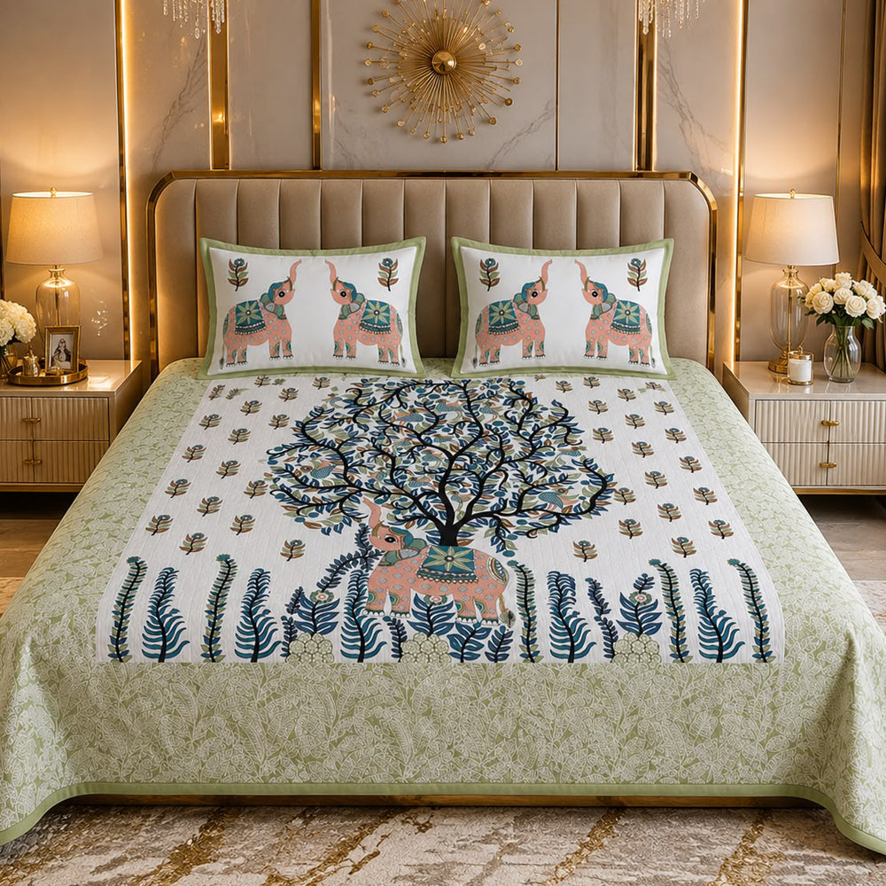 Gajraj Gulmohar Heritage Printed Cotton Bedsheet