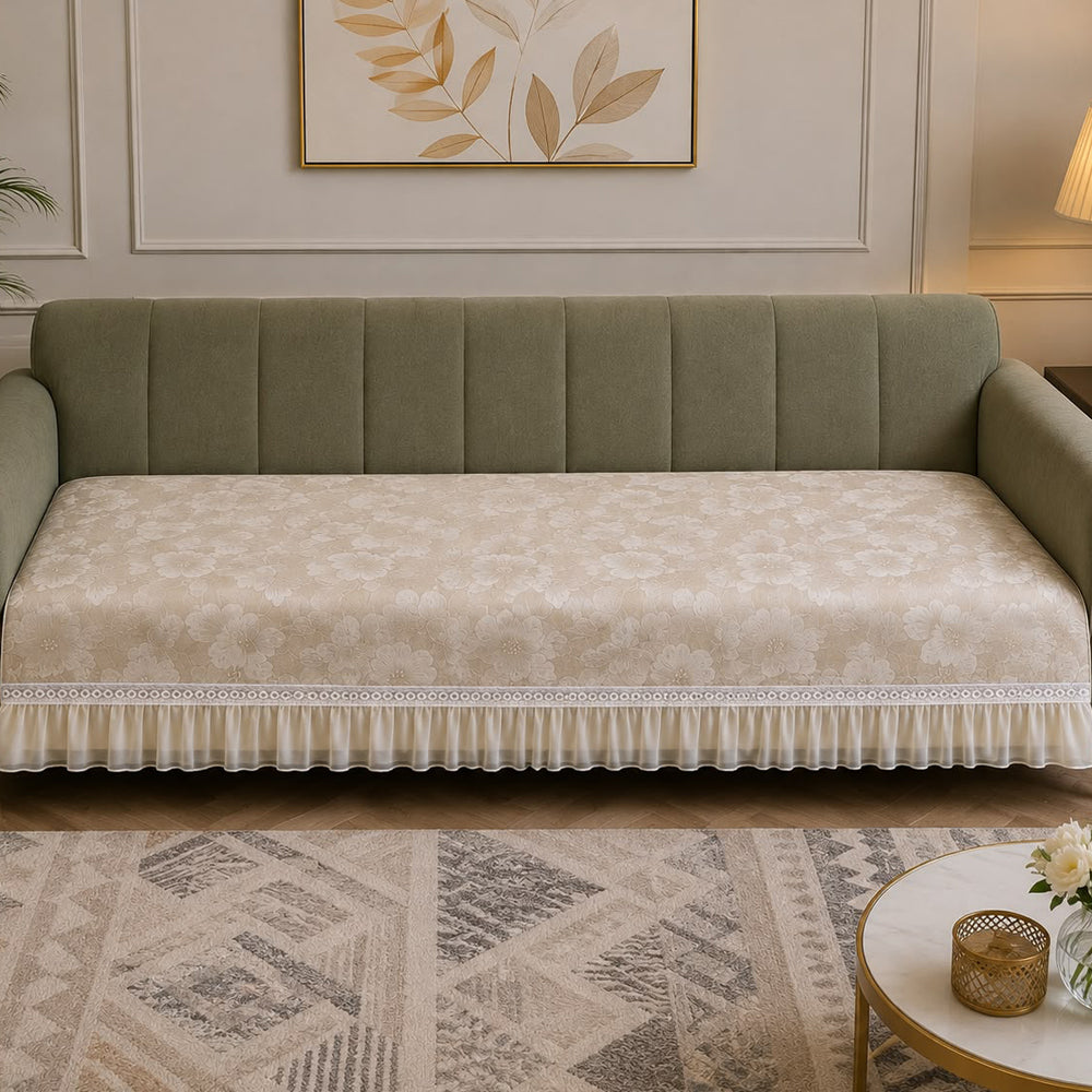 Boran Floral Sofa Seat Cover – Coffee
