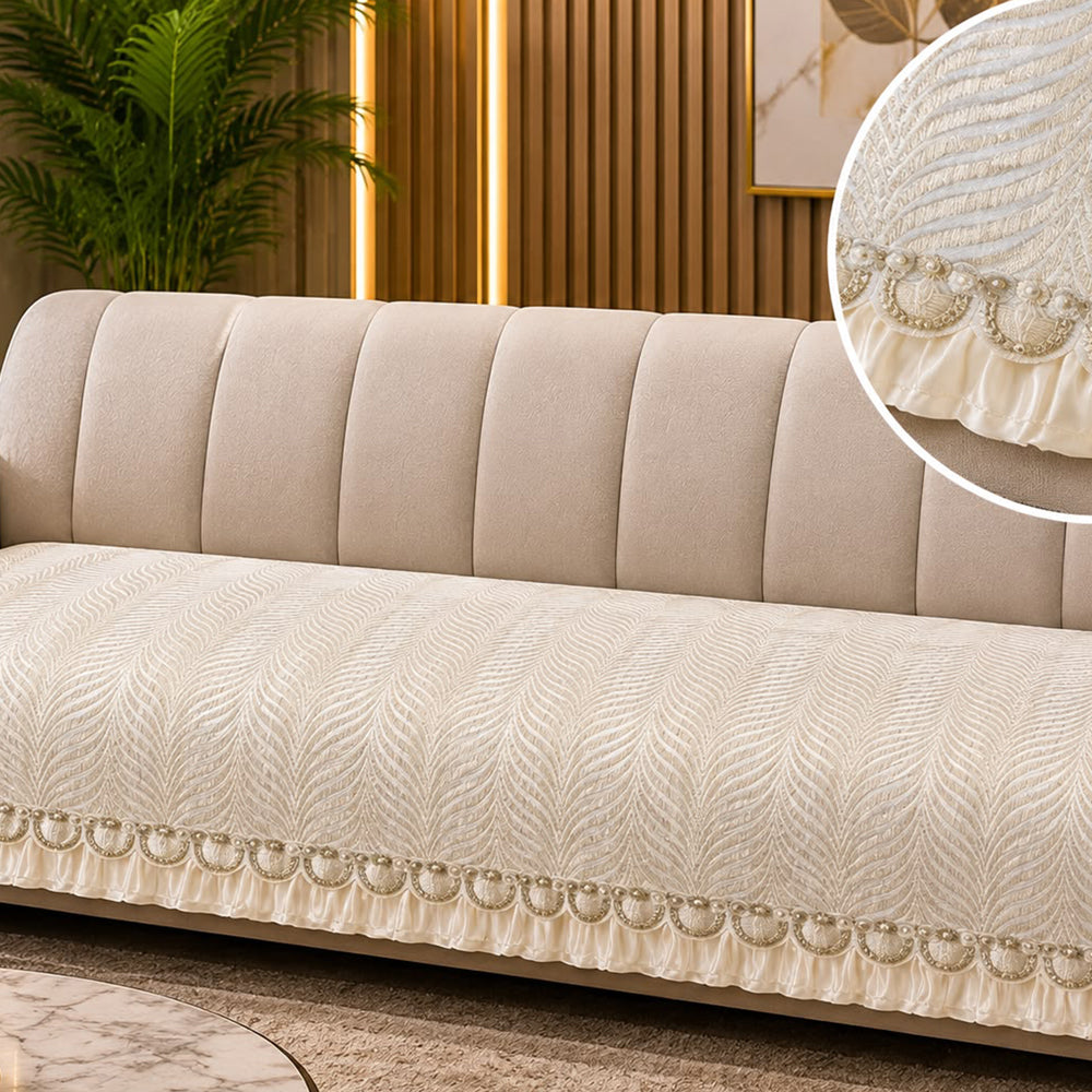 Glamour Luxe Sofa Seat Cover - Ivory