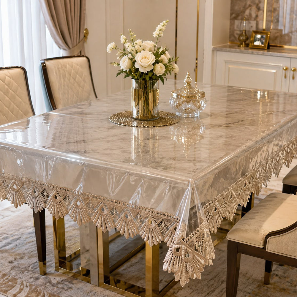 Royal Crest Transparent Lace Table Cover