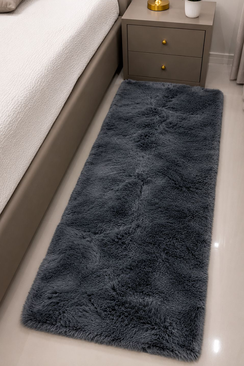Rabbit Fur Runner Dark Grey -  60 × 150 CM