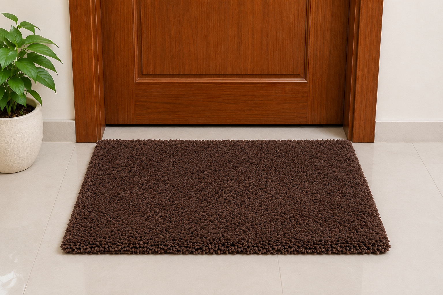 Tejas Premium Microfiber Door Mat - Coffee