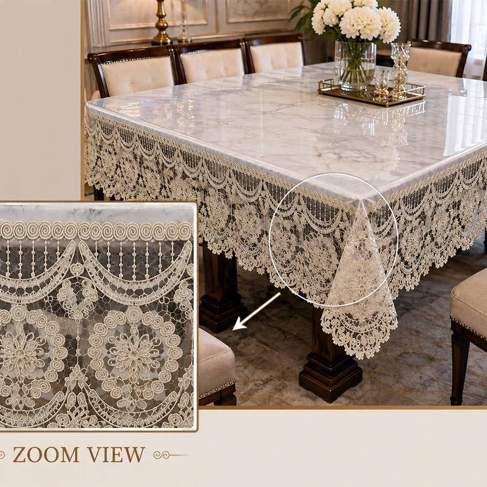 Victoria Lace Crystal Clear Table Cover