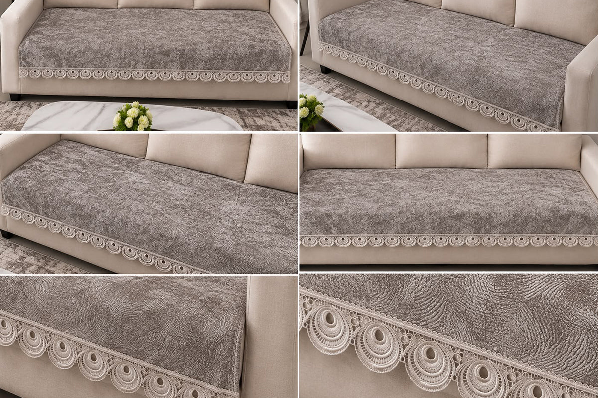 Roma Coffee Embossed Sofa Cover
