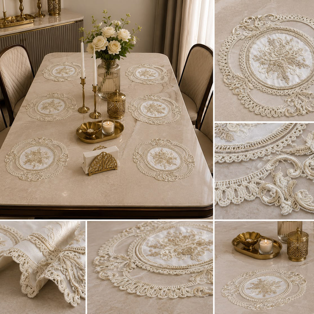 Royal Medallion Lace Table Mat – Set of 6 (40 × 40 CM)