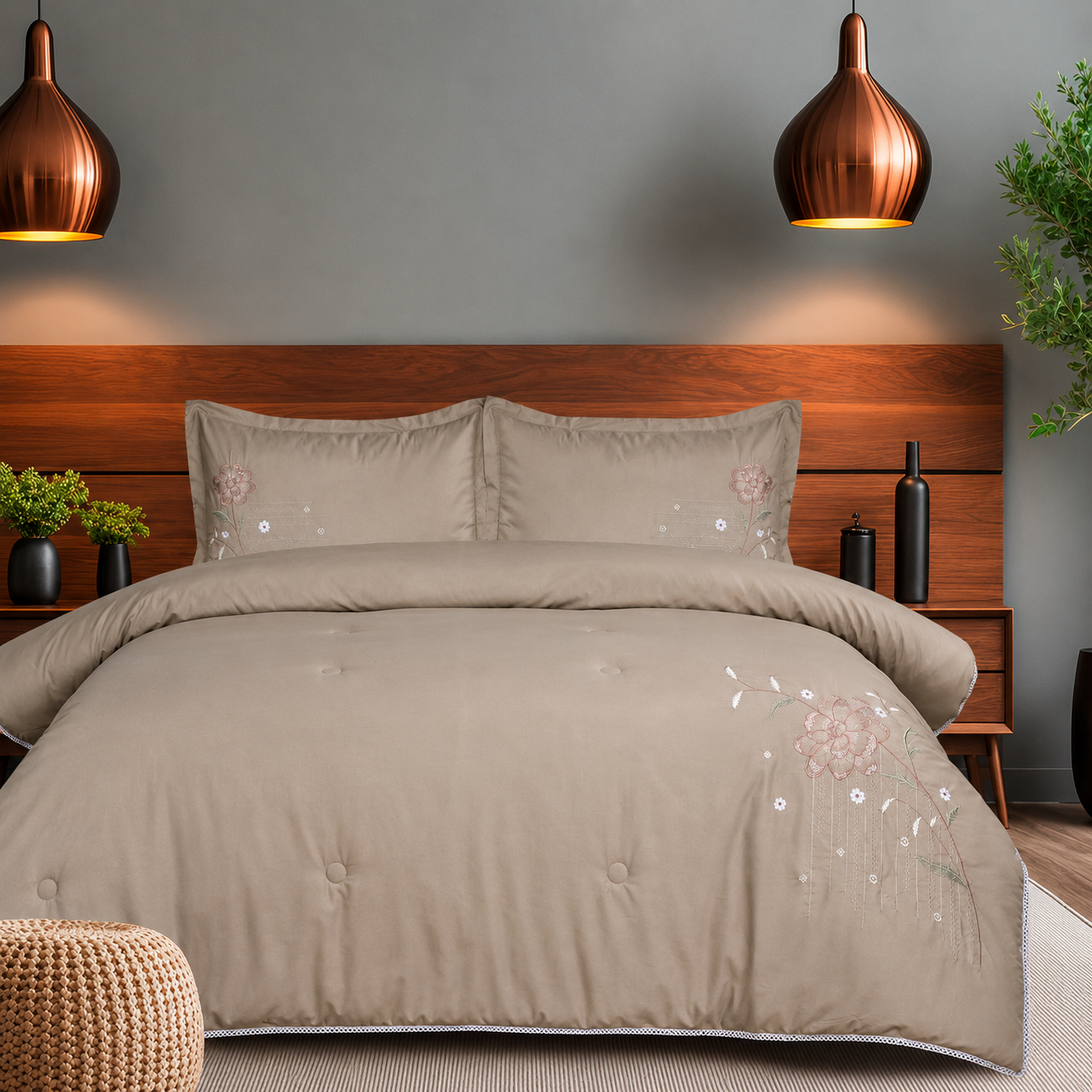 Desert Bloom Smooth Cotton Fabric 4 Piece Bedding Set