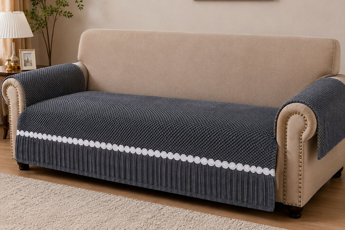Royal Elegance Dark Grey Sofa Cover