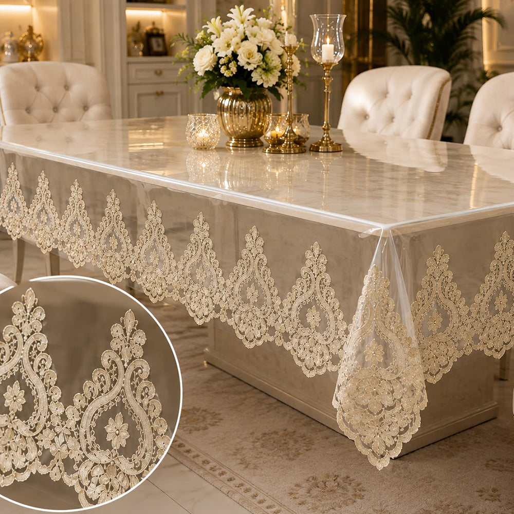 Royal Flora Transparent Lace Table Cover