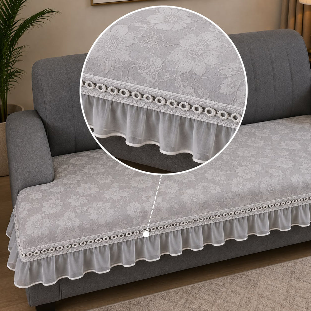 Boran Floral Sofa Seat Cover – Grey