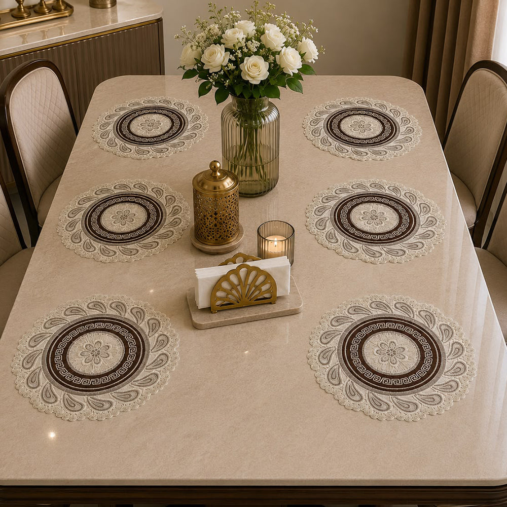 Royal Greek Medallion Table Mat – Set of 6 (40 × 40 CM)