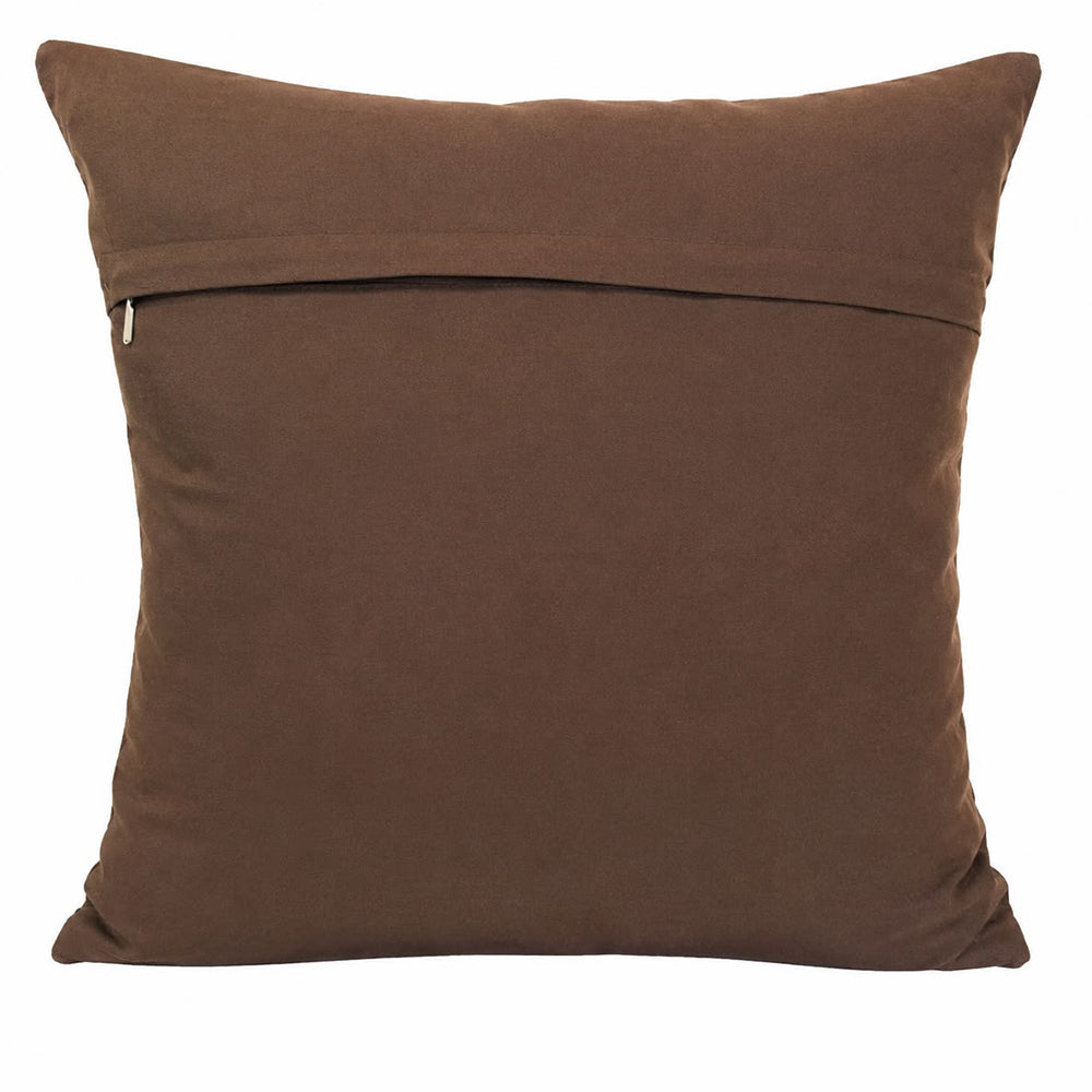 Mocha Flora Quilted Cushion Cover – Coffee Brown | 16 × 16 Inches