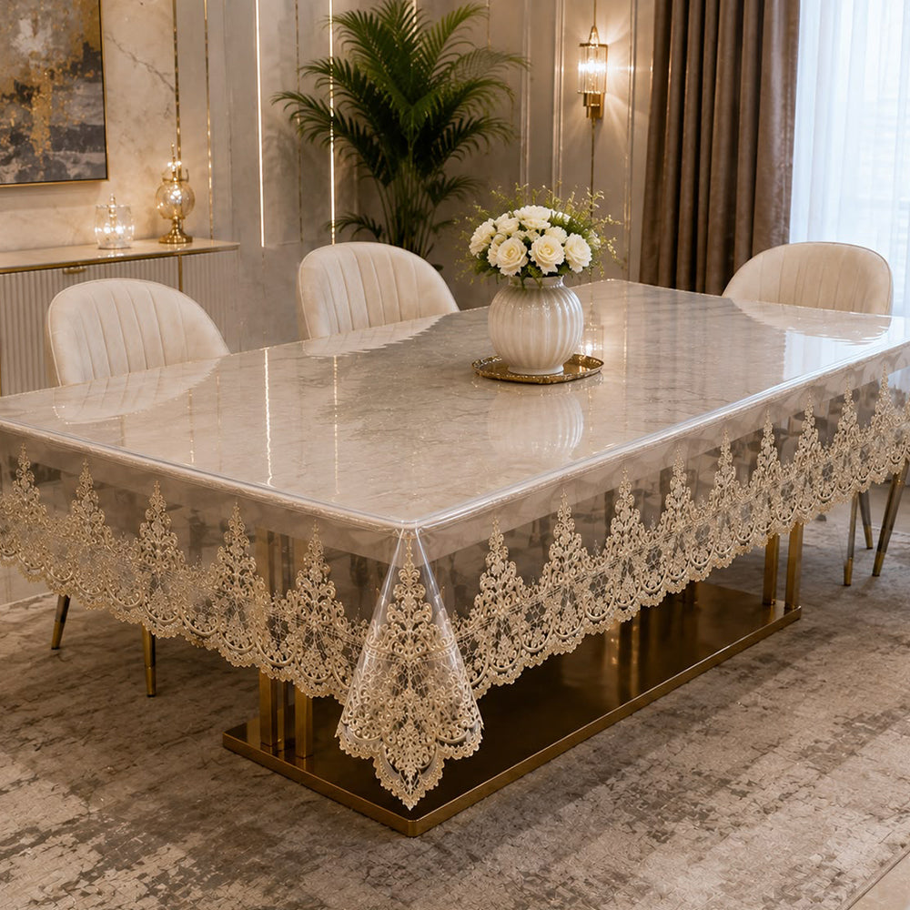 Royal Elegance Lace Transparent Table Cover