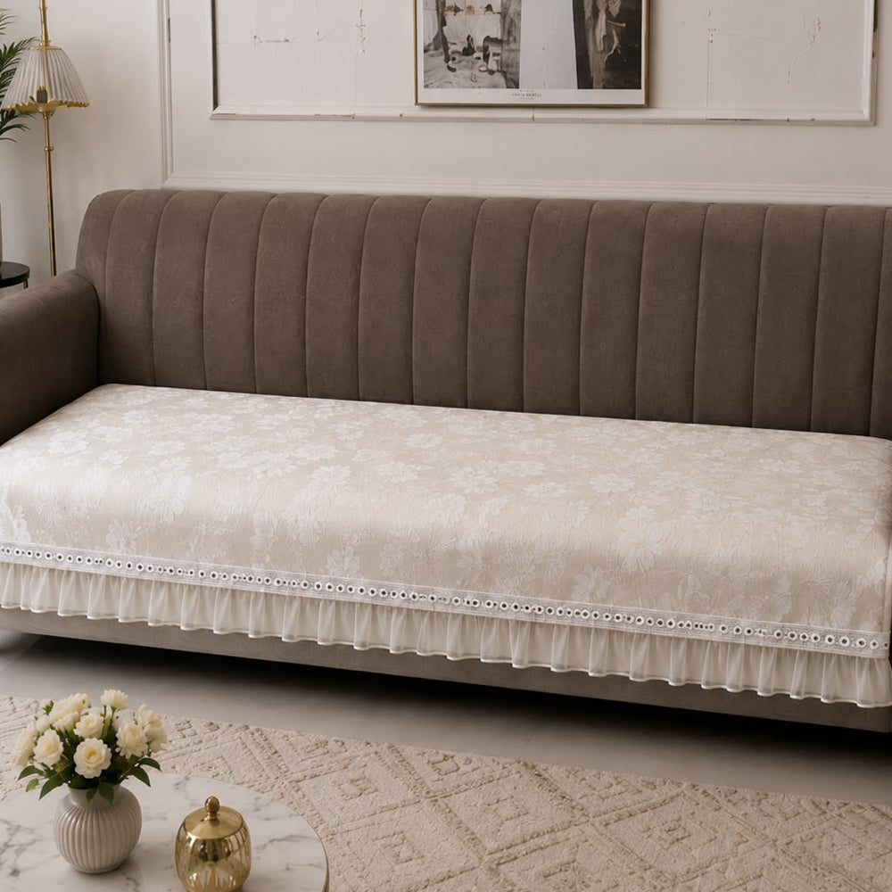 Boran Floral Sofa Seat Cover – ivory
