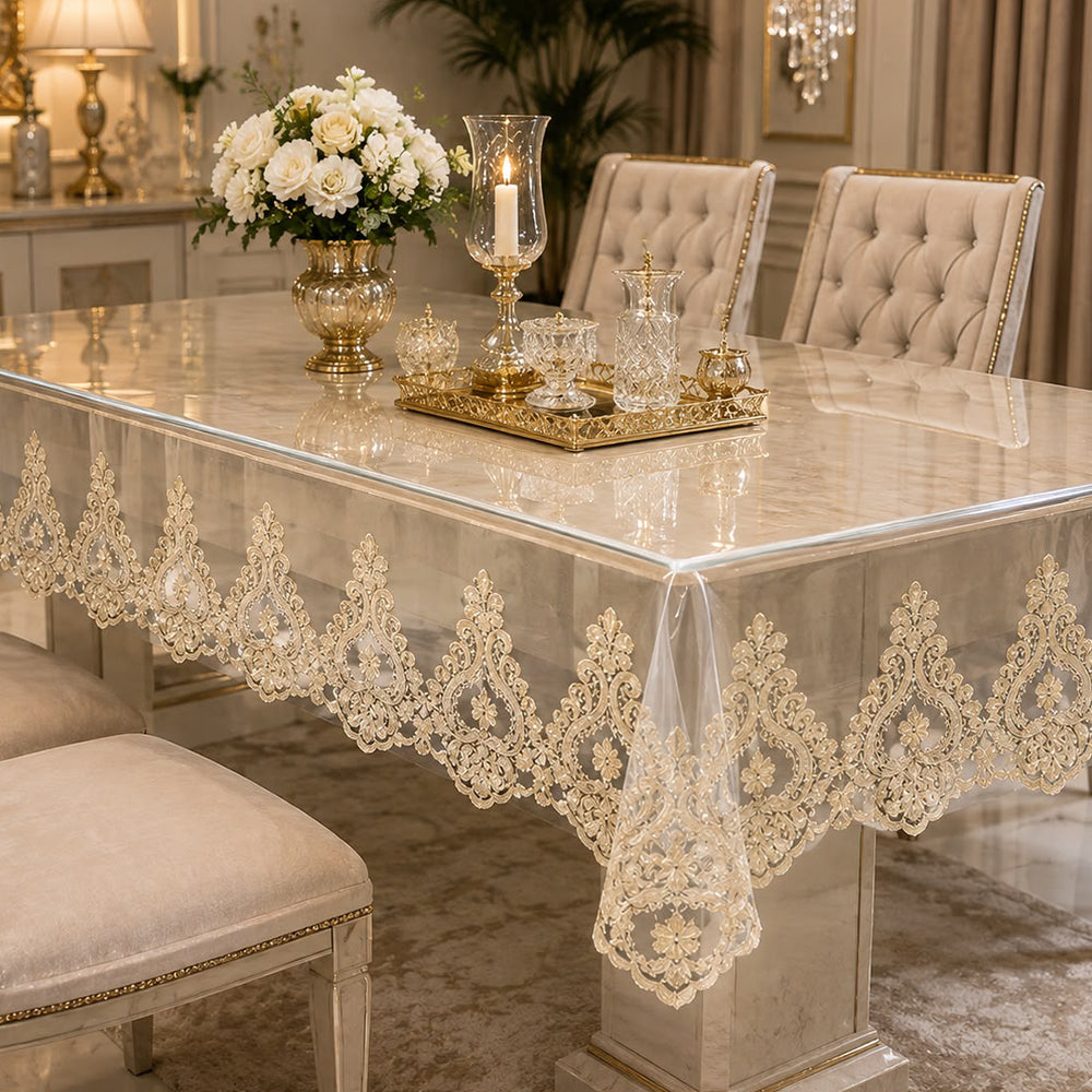 Royal Flora Transparent Lace Table Cover