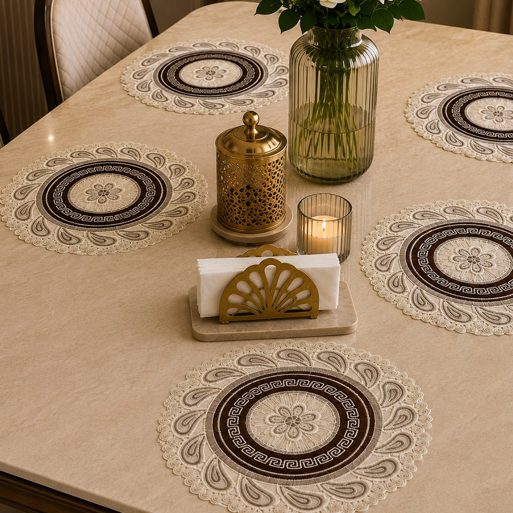 Royal Greek Medallion Table Mat – Set of 6 (40 × 40 CM)
