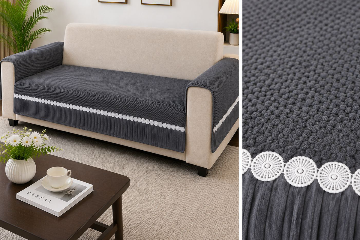 Royal Elegance Dark Grey Sofa Cover