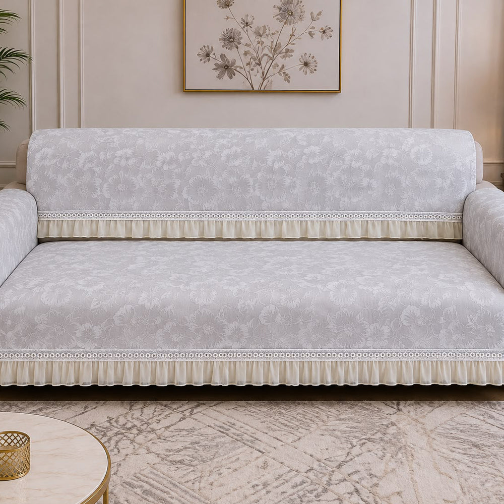 Boran Floral Sofa Seat Cover – Grey