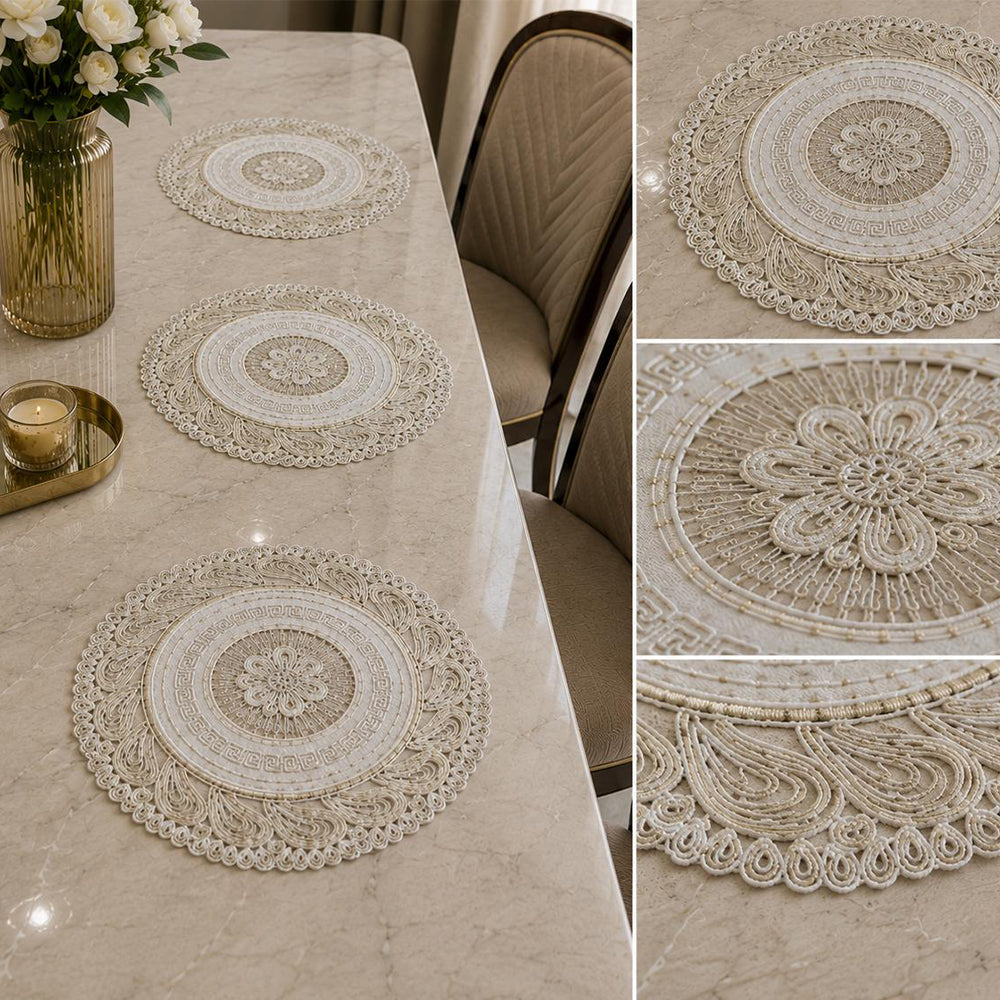 Turkey Marble Round Table Mats – Set of 6 (40 × 40 CM)