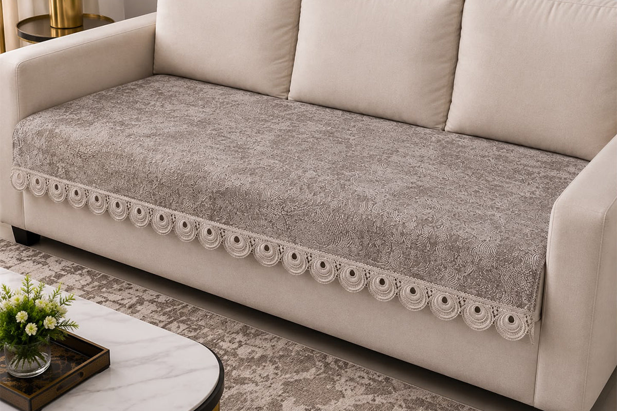 Roma Coffee Embossed Sofa Cover