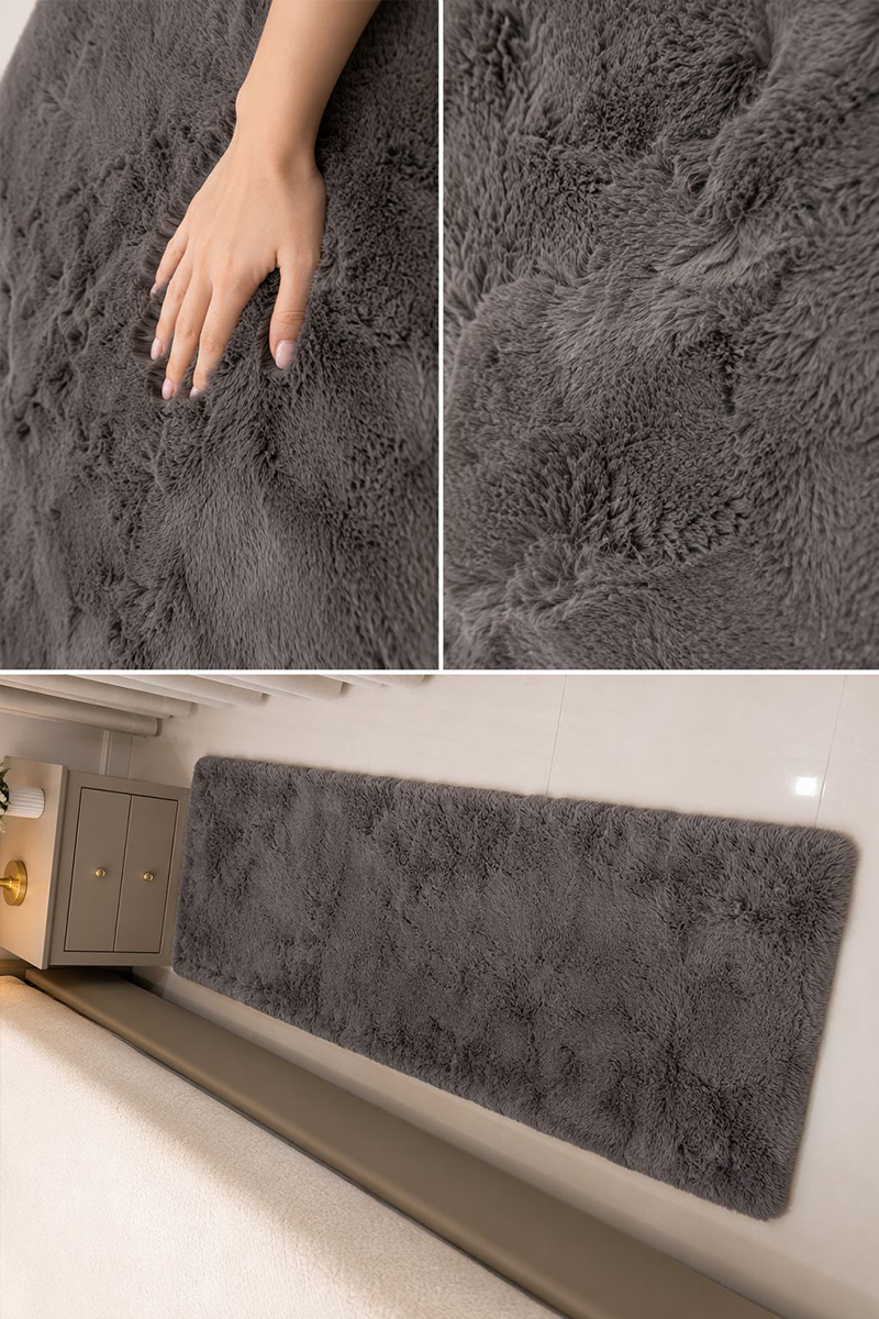 Mouse Shade Rabbit Fur Runner -  60 × 150 CM