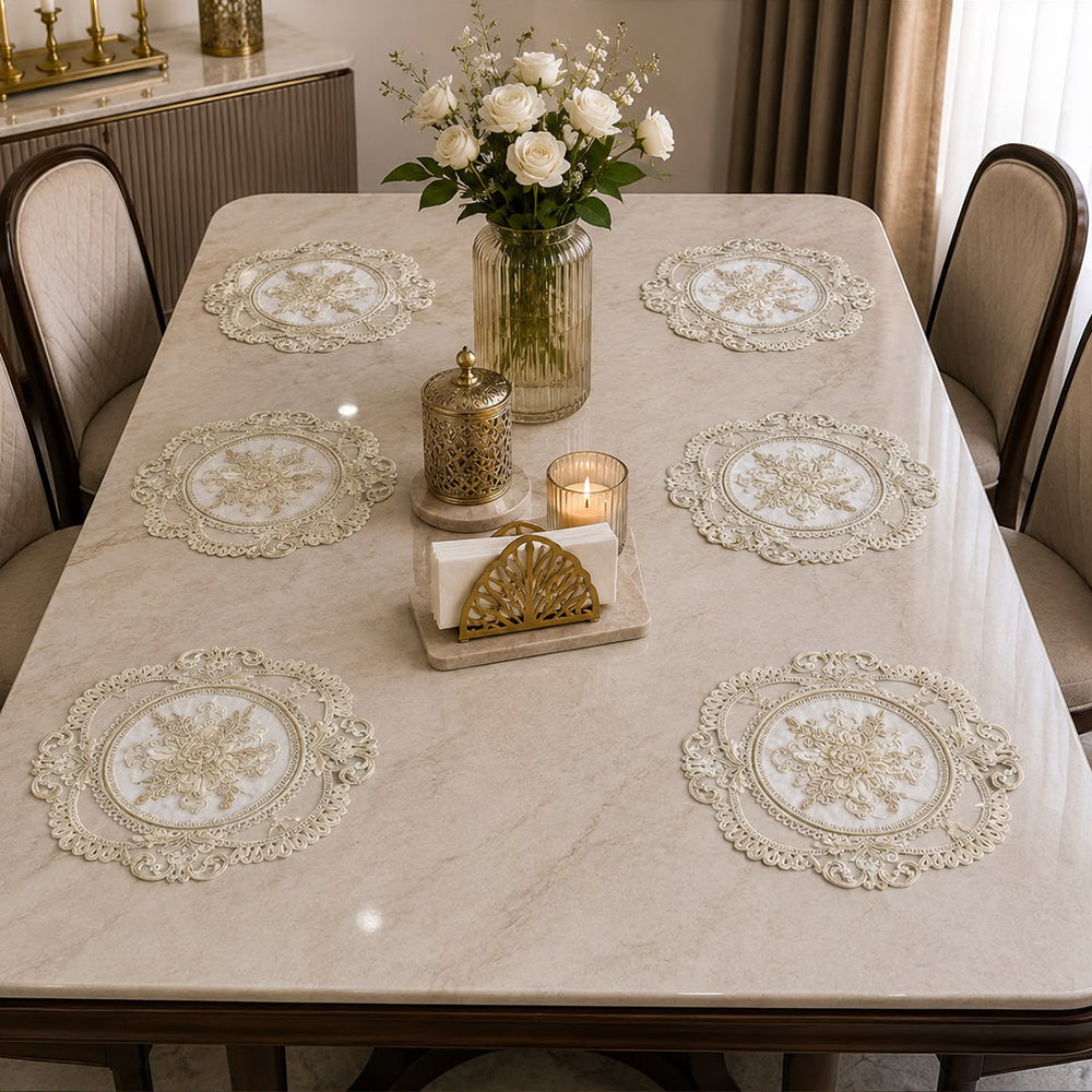Royal Medallion Lace Table Mat – Set of 6 (40 × 40 CM)
