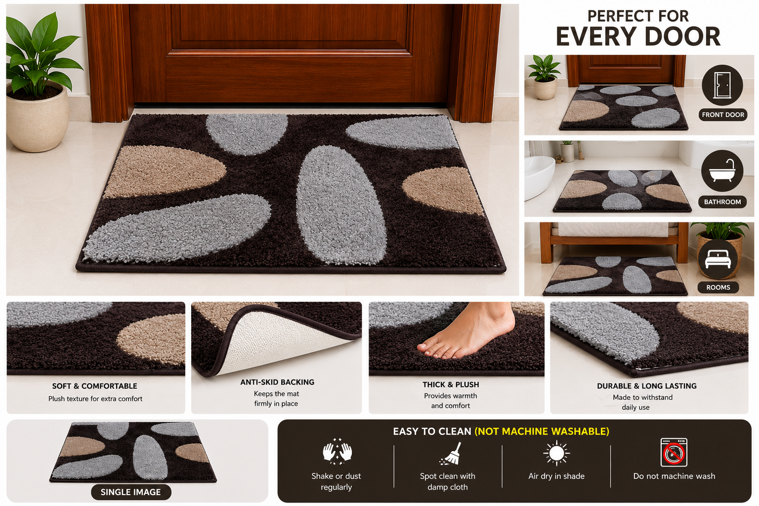 Doom Premium Stone Craft Door Mat- Brown