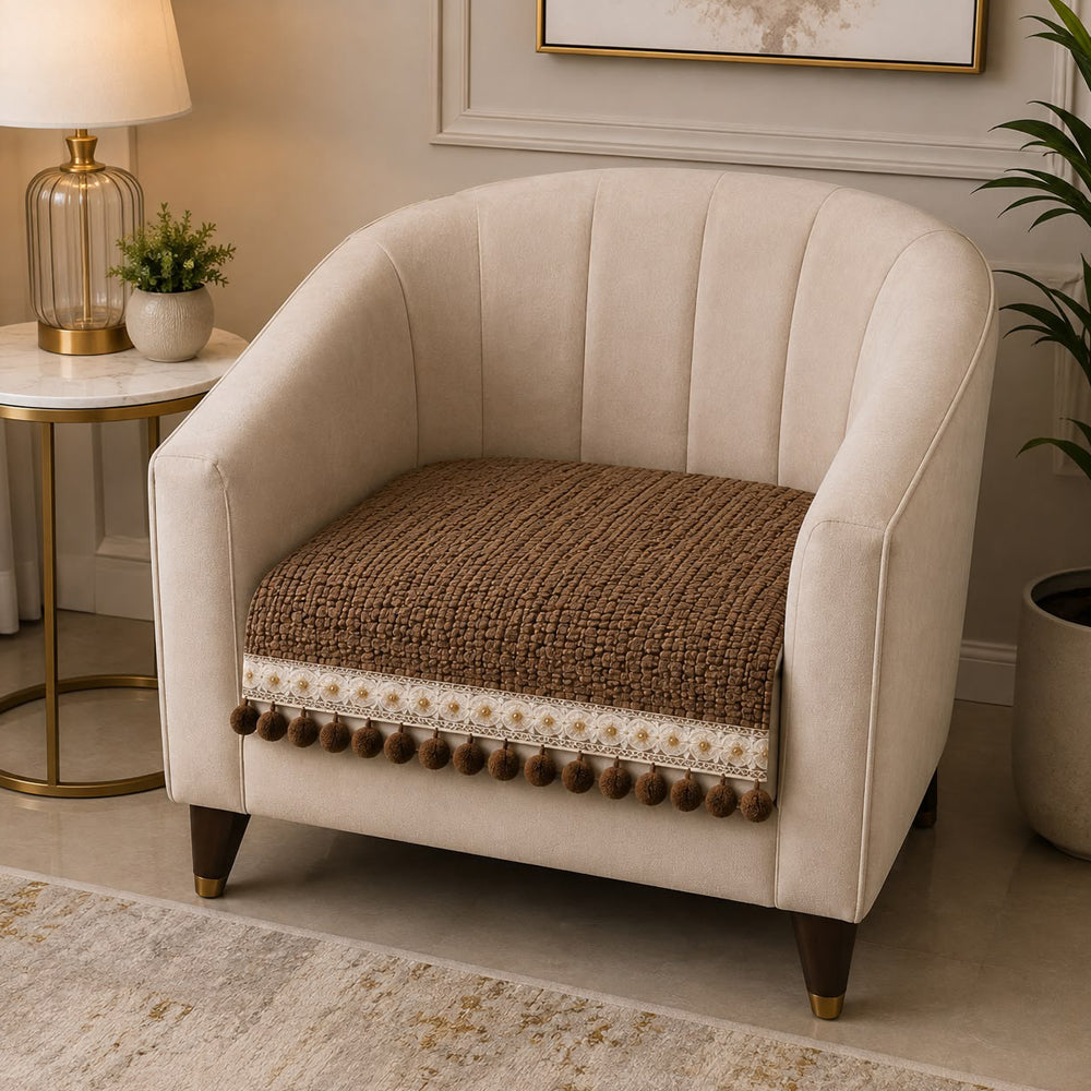 Ventus Pearl Bloom Sofa Seat Cover – Coffee
