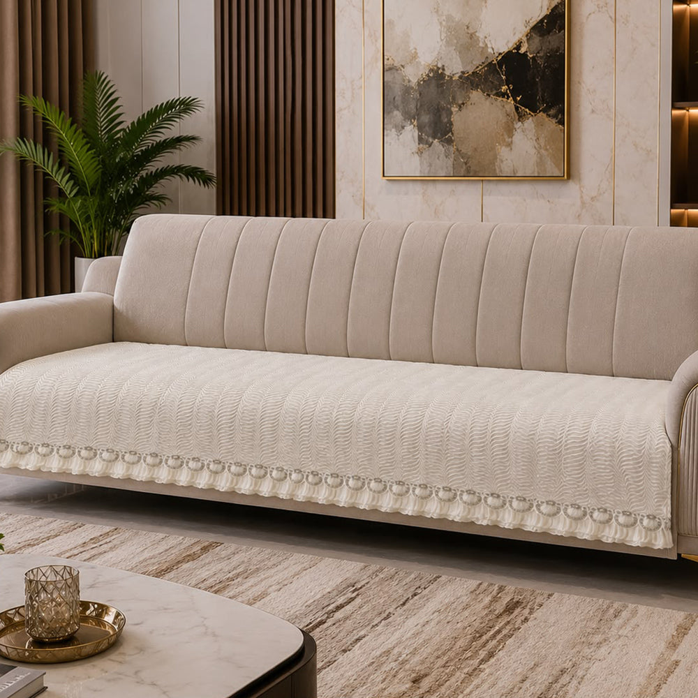 Glamour Luxe Sofa Seat Cover - Ivory