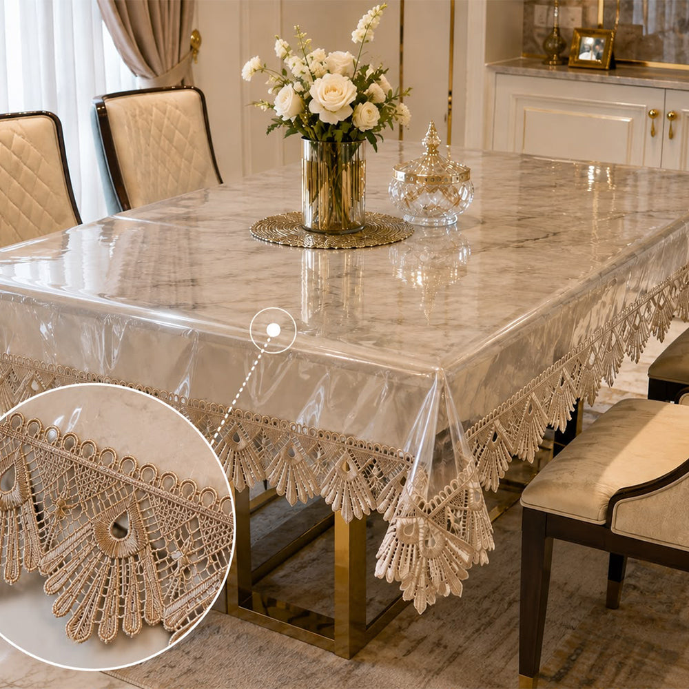 Royal Crest Transparent Lace Table Cover