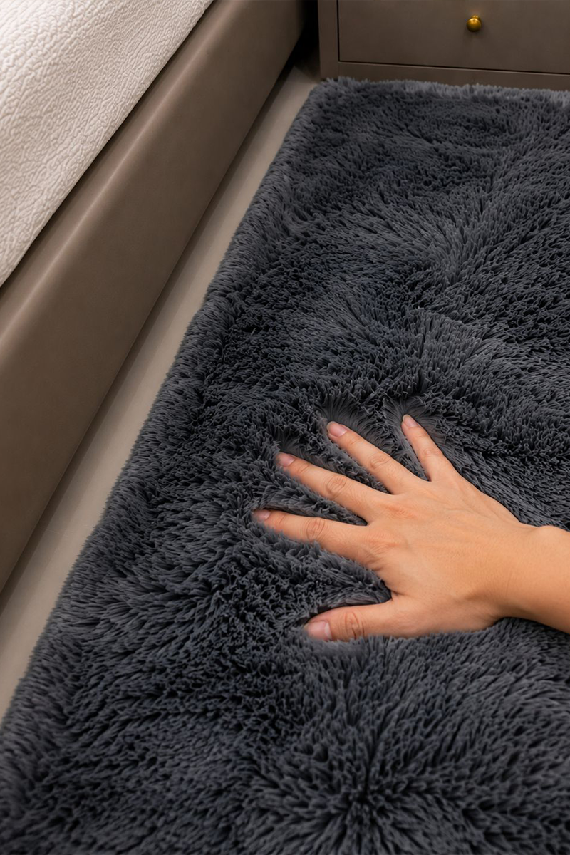 Rabbit Fur Runner Dark Grey -  60 × 150 CM