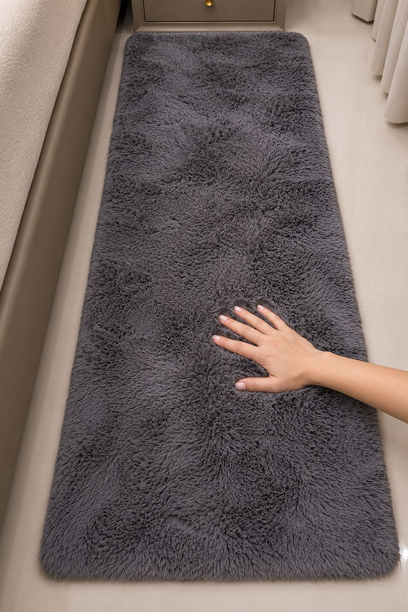 Rabbit Fur Runner Grey -  60 × 150 CM