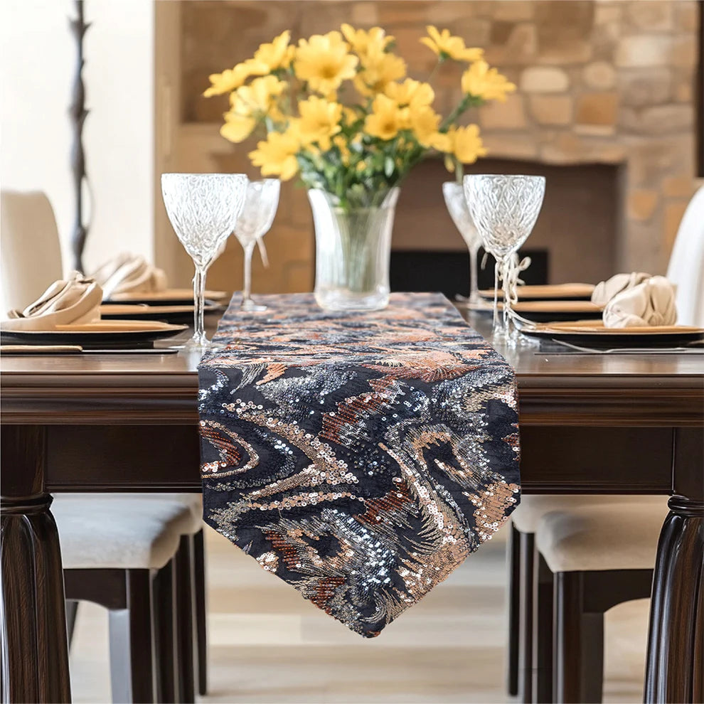 Navy Shimmer Table Runner - 13 x 70 INCH