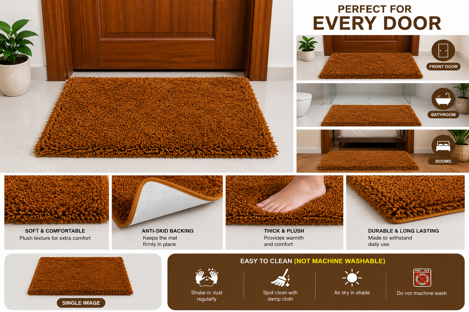 Tejas Premium Microfiber Door Mat - Golden