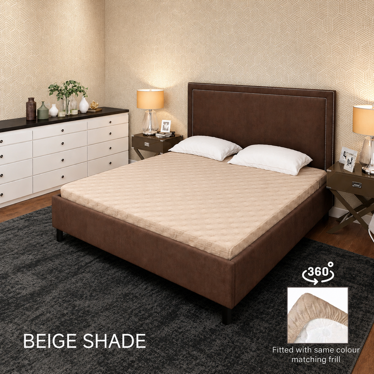 Sandstone Beige Waterproof Mattress Protector