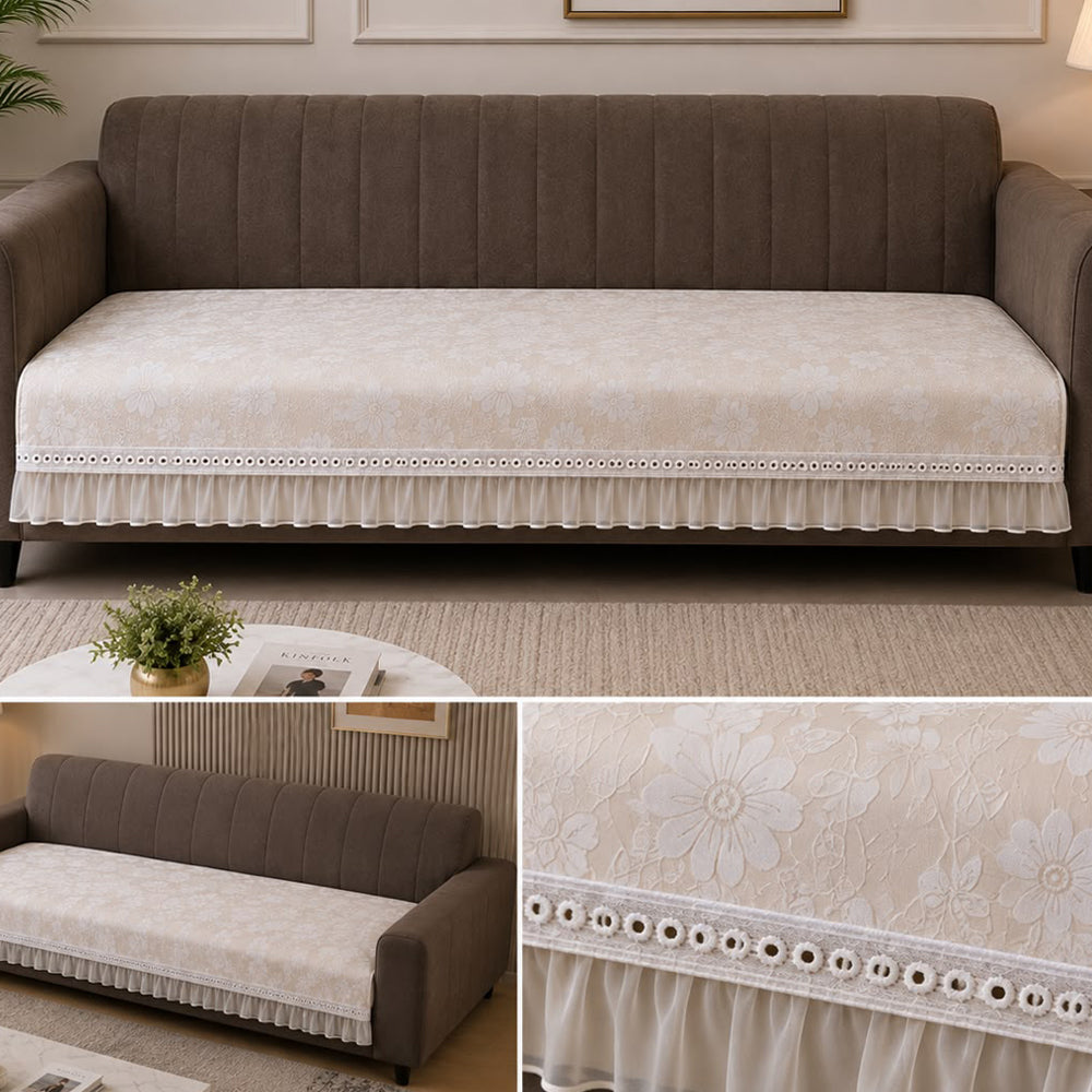 Boran Floral Sofa Seat Cover – ivory