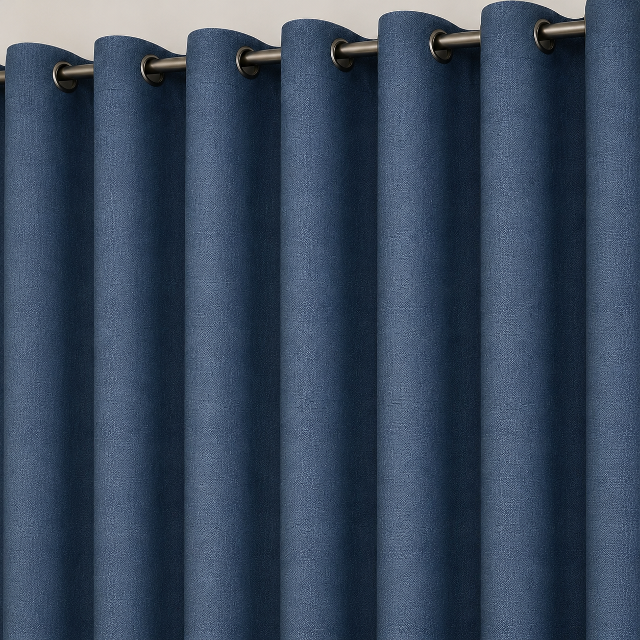 100% Blackout Curtains Jute Finish Stuff - Blue