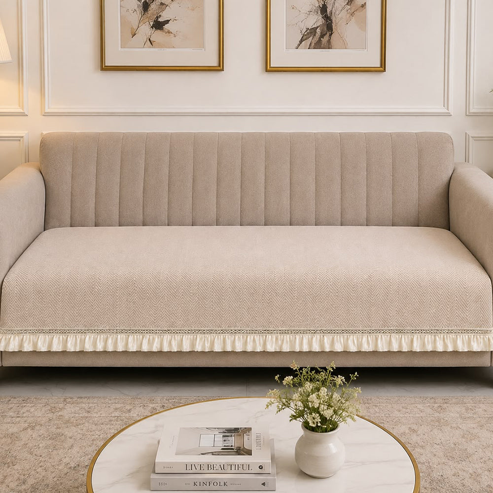 Sleek Luxe Sofa Seat Cover – Ivory