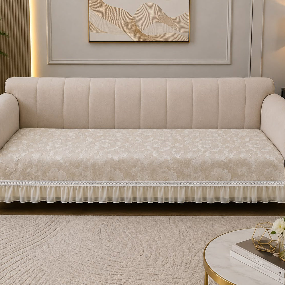 Boran Floral Sofa Seat Cover – Coffee