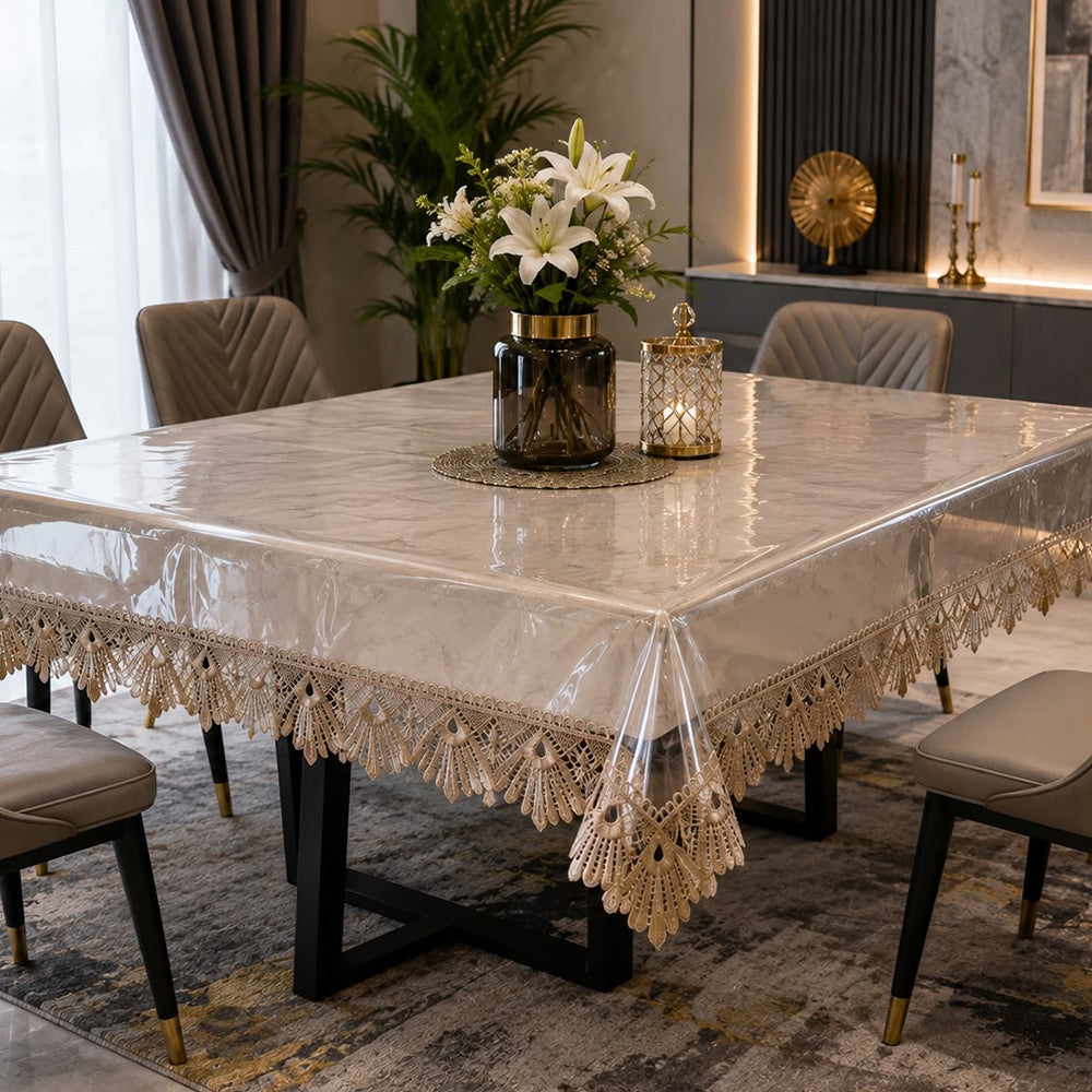 Royal Crest Transparent Lace Table Cover