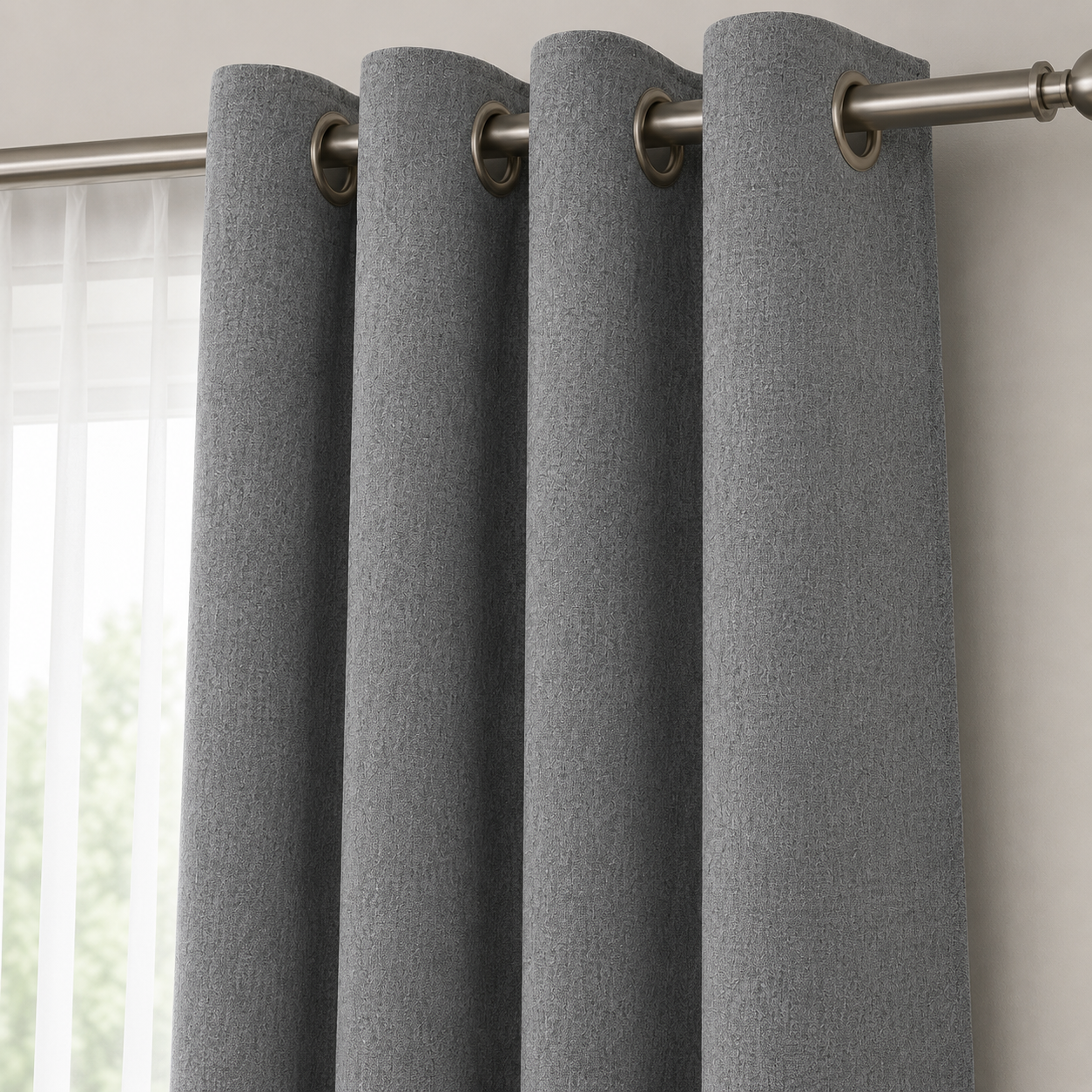 100% Blackout Curtains Jute Finish Stuff - Grey