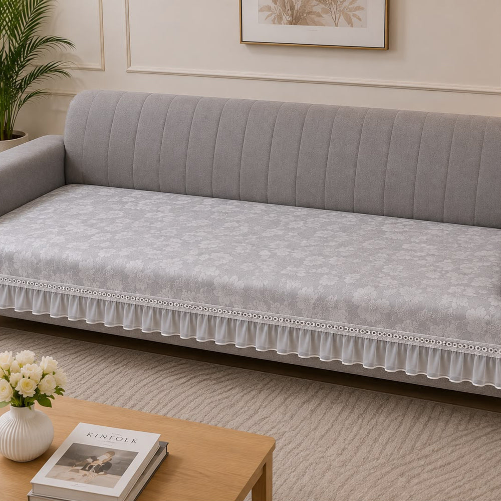 Boran Floral Sofa Seat Cover – Grey