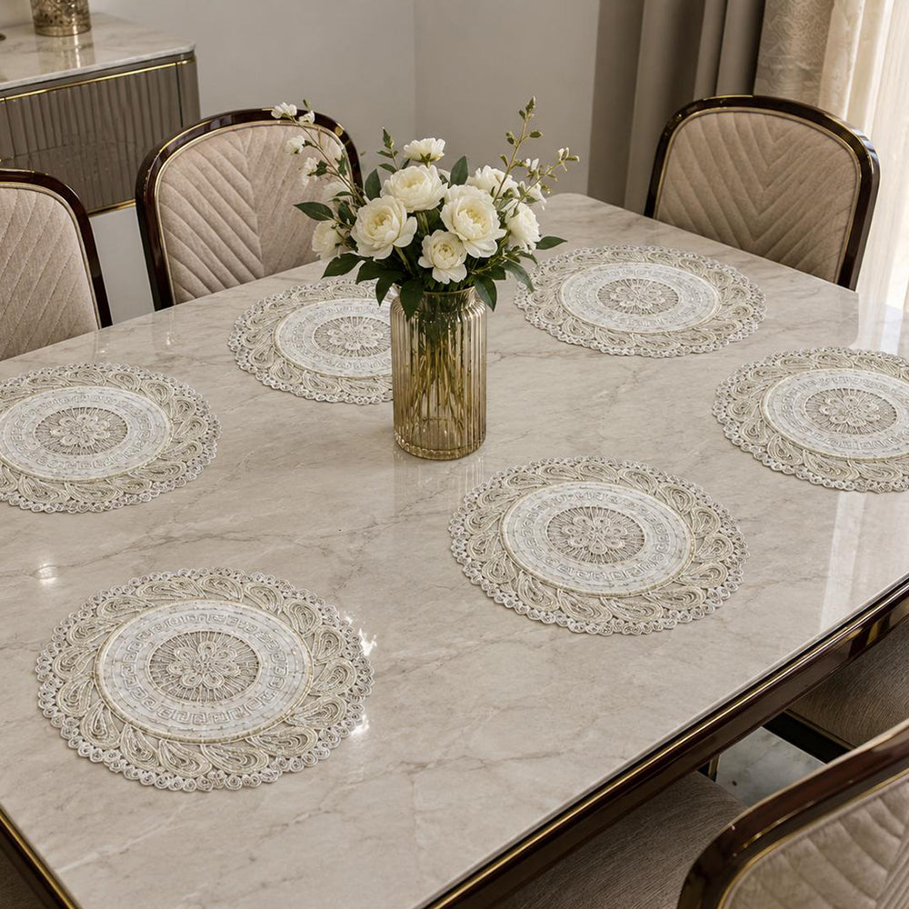 Turkey Marble Round Table Mats – Set of 6 (40 × 40 CM)