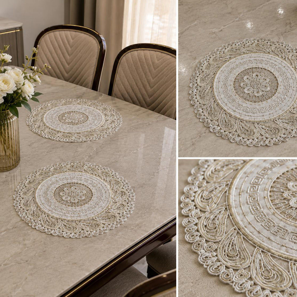 Turkey Marble Round Table Mats – Set of 6 (40 × 40 CM)