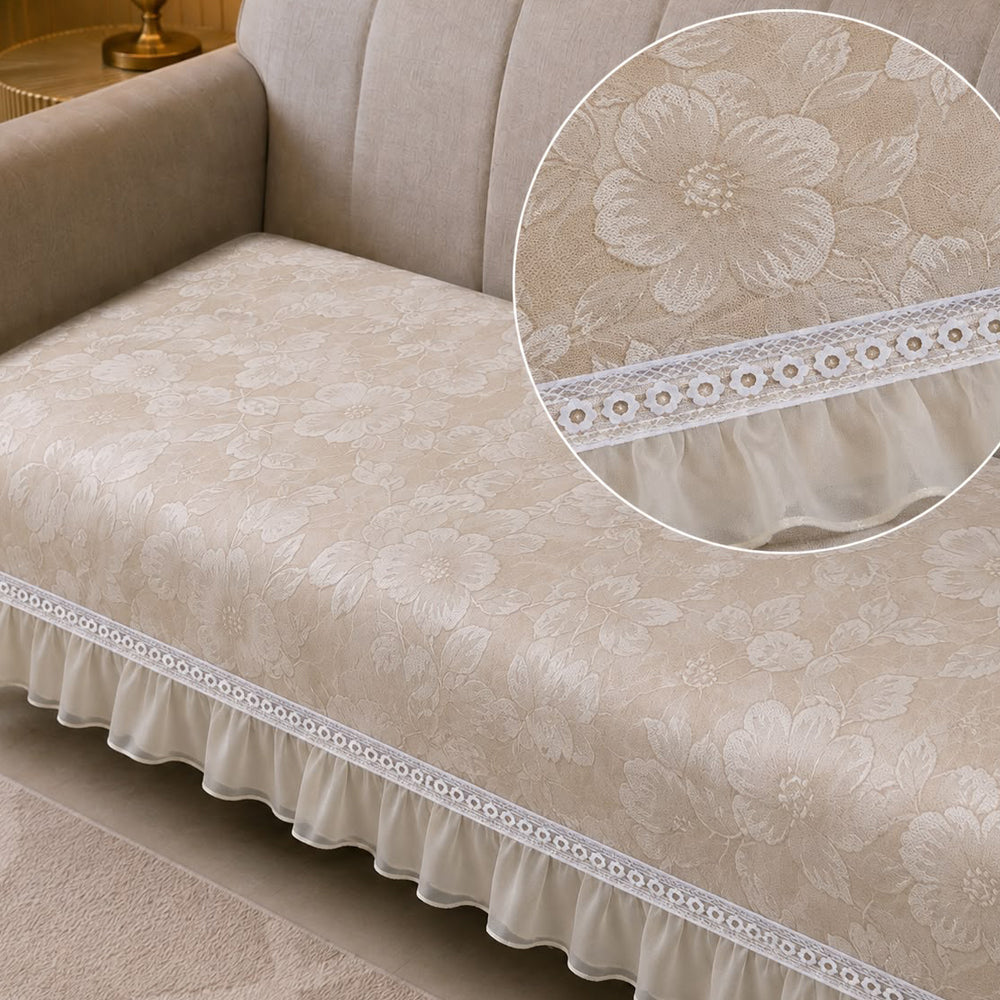 Boran Floral Sofa Seat Cover – Coffee
