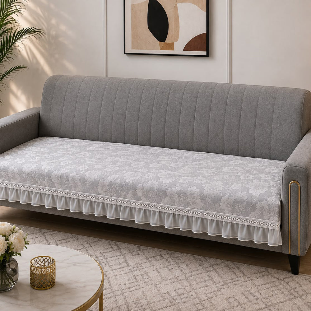 Boran Floral Sofa Seat Cover – Grey