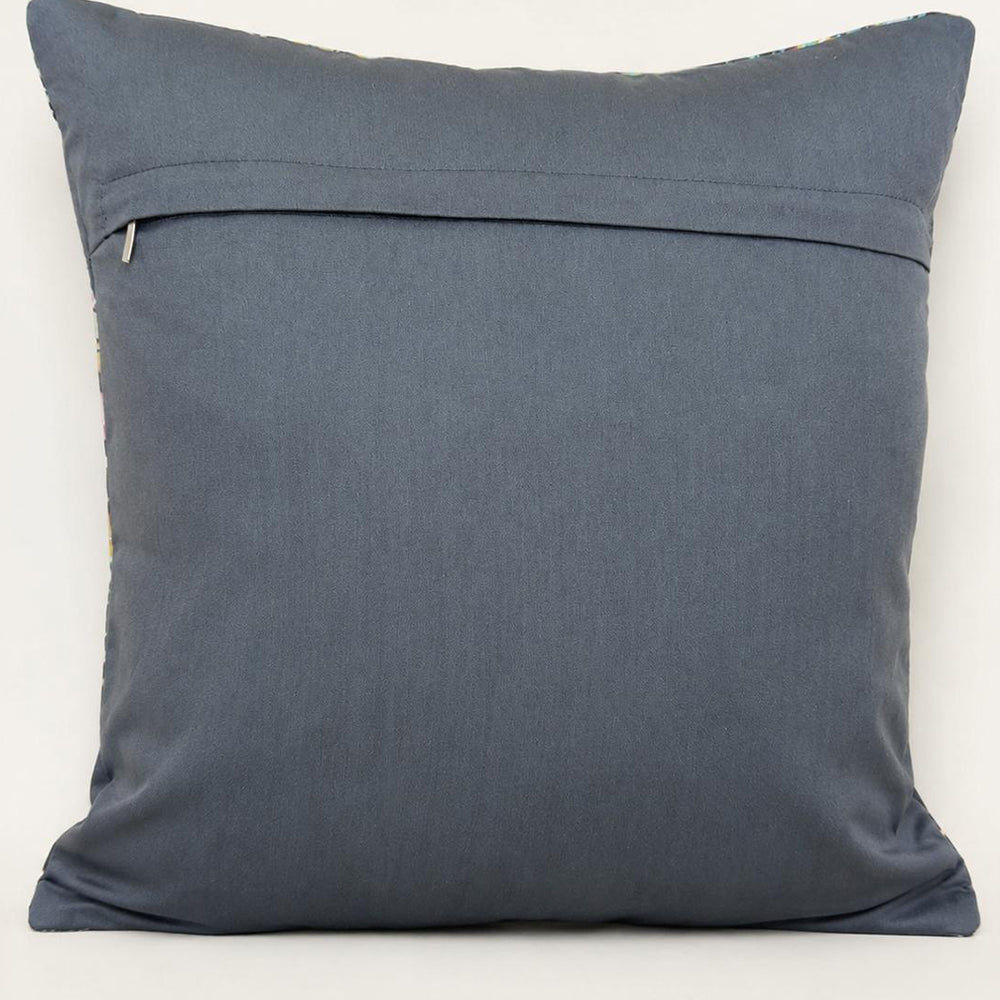Flora Quilted Cushion Cover – Dark Grey | 16 × 16 Inches