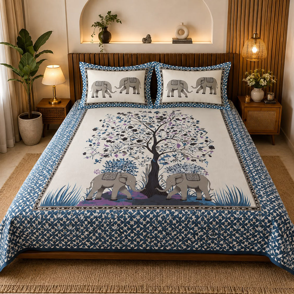 Rangoli Heritage Rajasthani Printed Cotton Bedsheet