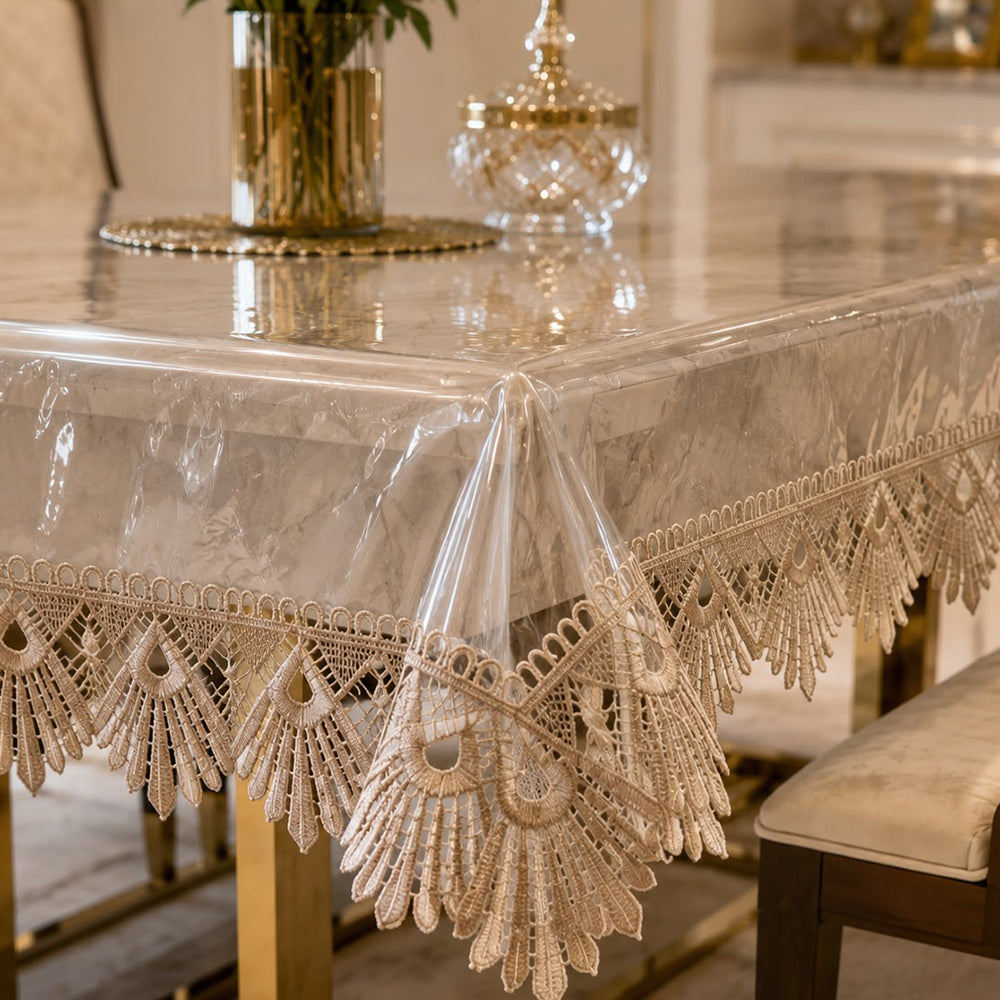 Royal Crest Transparent Lace Table Cover