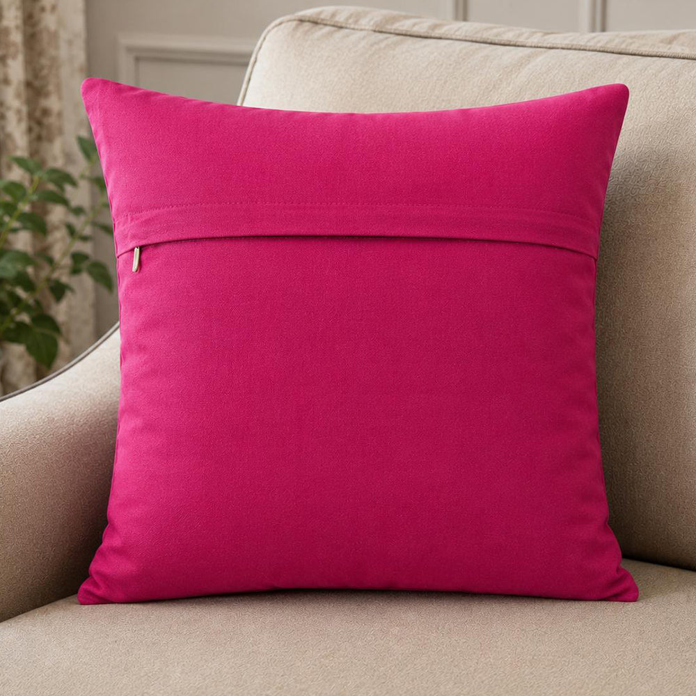 Flora Quilted Cushion Cover – Maroon | 16 × 16 Inches